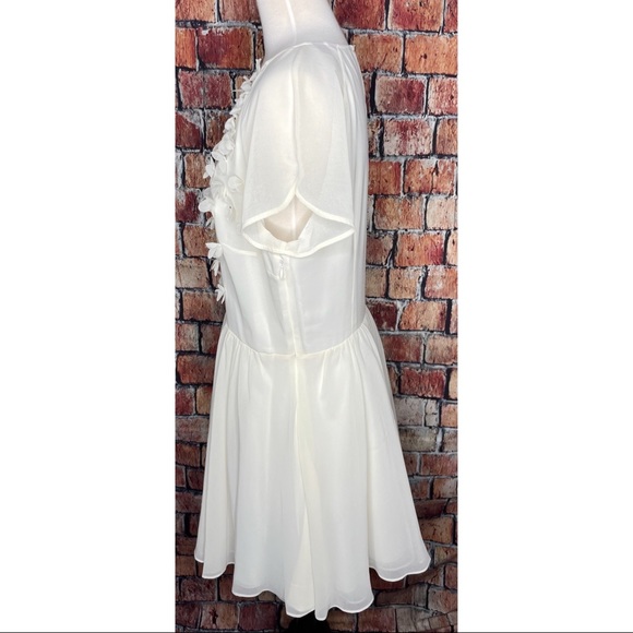 Ted Baker London Just For You 3D Floral Flowers Ivory Skater Dress Size 4 Tulle - Picture 5 of 7